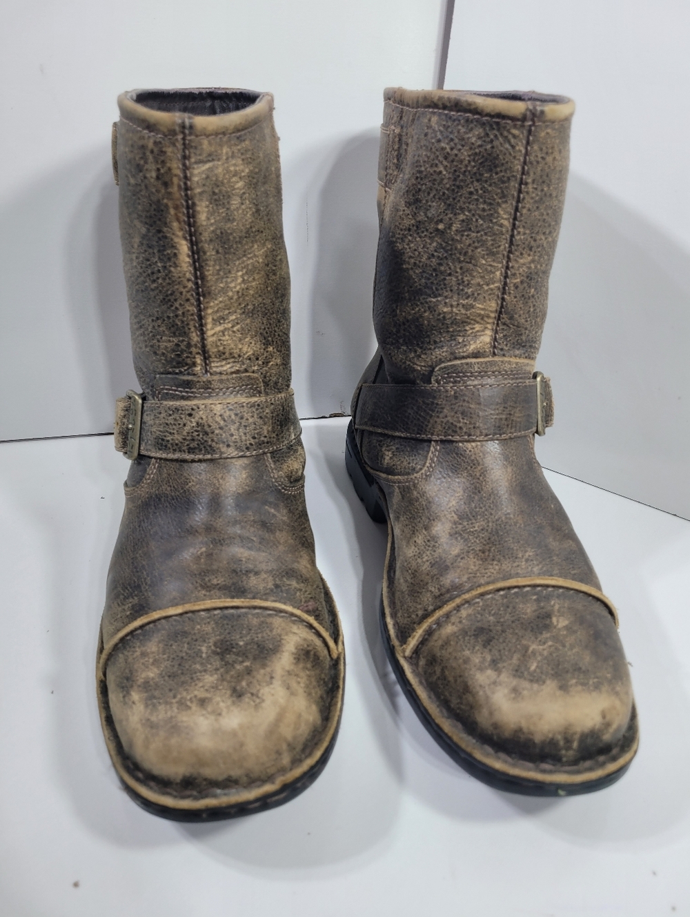 UGG Rockville II Men’s Moto Boots Size 9.5 Distressed Brown Leather Shearling